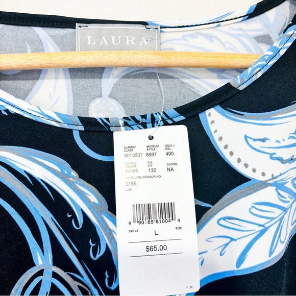 LAURA - Black and blue wide  t-shirt - Picture 4 of 5